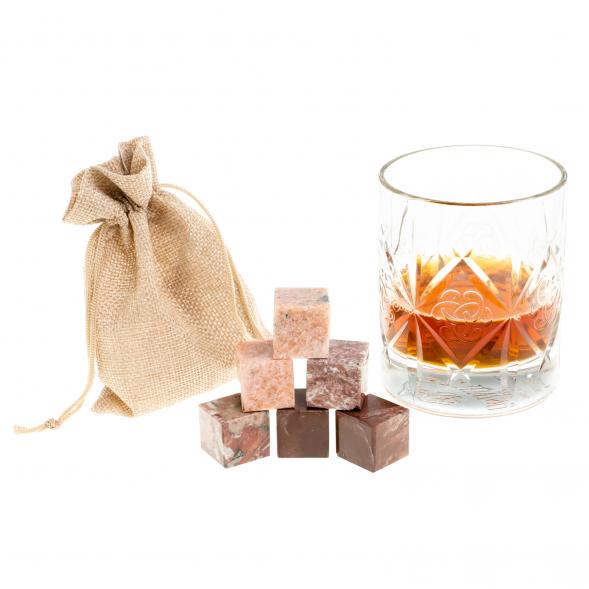 Камни для виски 6 кубиков микс лемезит, креноид, розовый мрамор 123465