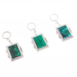 Складное зеркало брелок из малахита прямоугольное