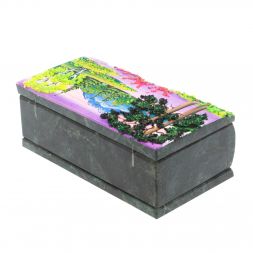 Шкатулка "Купюра. Летний пейзаж" из змеевика