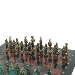 Шахматы &amp;quot;Отечественная война 1812 г. &amp;quot; фигуры бронза / патина 40х40 см лемезит
