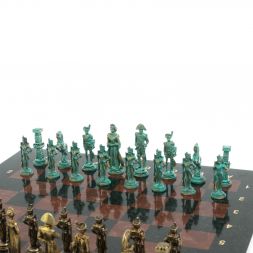 Шахматы &amp;quot;Отечественная война 1812 г. &amp;quot; фигуры бронза / патина 40х40 см лемезит
