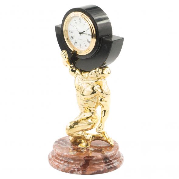 Декоративные часы из камня и бронзы &amp;quot;Атлант&amp;quot; креноид 120104