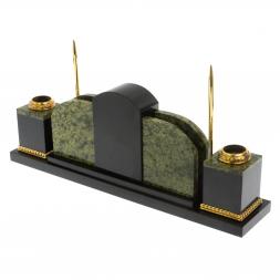 Настольный письменный набор с символикой России, камень змеевик