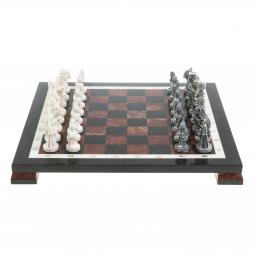 Шахматы "Средневековье" доска 40х40 см лемезит каменные ножки