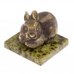 Статуэтка из бронзы на подставке из змеевика &amp;quot;Кролик&amp;quot;