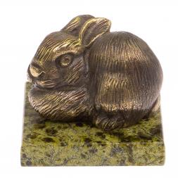 Статуэтка из бронзы на подставке из змеевика &amp;quot;Кролик&amp;quot;