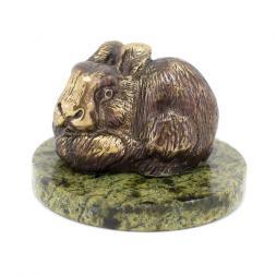 Статуэтка из бронзы на подставке из змеевика &amp;quot;Кролик&amp;quot;