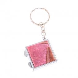 Складное зеркало брелок из родонита квадратное