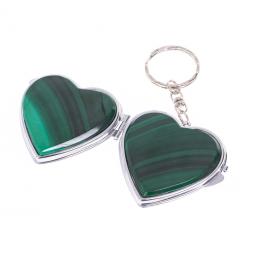 Складное зеркало брелок из малахита Сердце
