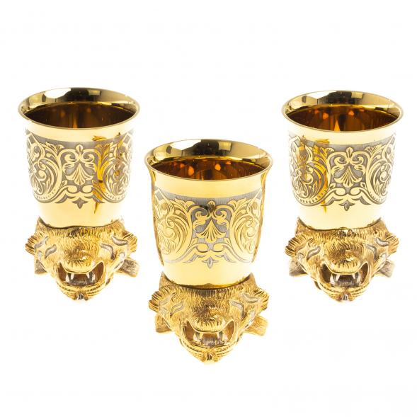 Стопки перевертыши &amp;quot;Тигр&amp;quot; 3 шт 60 мл бронза Златоуст 122950