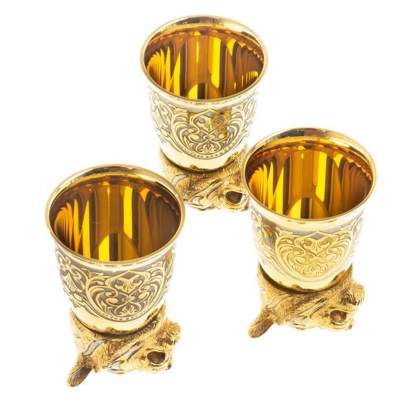 Стопки перевертыши &amp;quot;Тигр&amp;quot; 3 шт 60 мл бронза Златоуст 122950