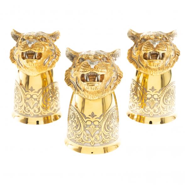 Стопки перевертыши &amp;quot;Тигр&amp;quot; 3 шт 60 мл бронза Златоуст 122950