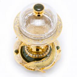 Икорница &amp;quot;Два осетра&amp;quot; из нефрита Златоуст