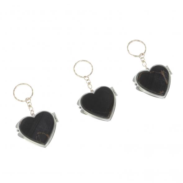 Складное зеркало брелок из соколиного глаза сердце 126978