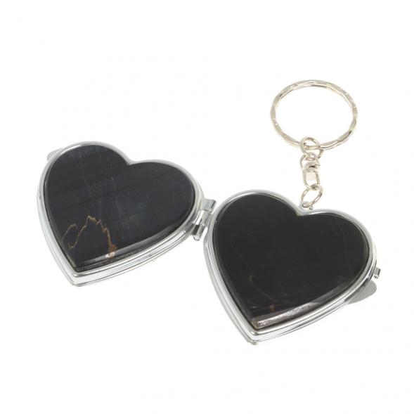 Складное зеркало брелок из соколиного глаза сердце 126978