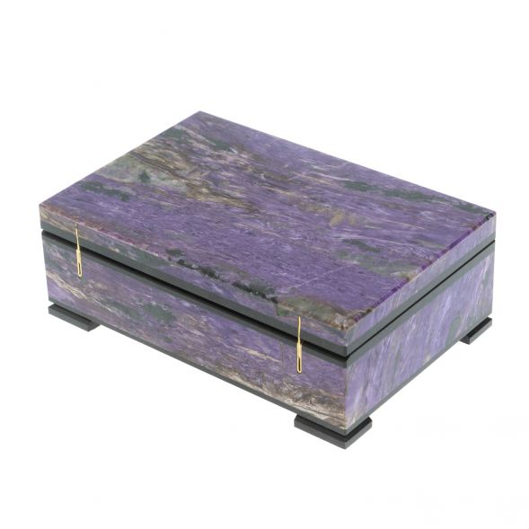 Шкатулка из камня чароит 12х8х4 см 128473