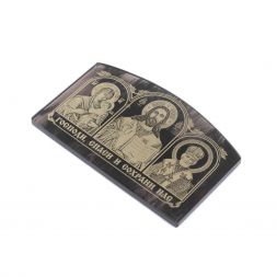 Автоикона &amp;quot;Триптих&amp;quot; из черного обсидиана 7,5х5 см