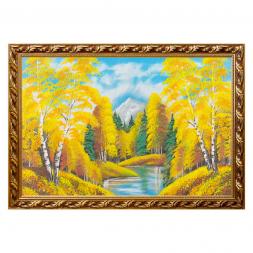 Картина &amp;quot;Осенний пейзаж&amp;quot; багет №8 50х80 см, каменная крошка