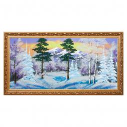 Картина &amp;quot;Зимний пейзаж&amp;quot; багет №7 47х87 см, каменная крошка
