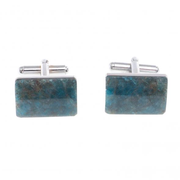Запонки голубой апатит прямоугольные 124411
