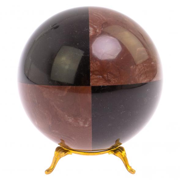 Шар 10 см из лемезита и черного змеевика 126136