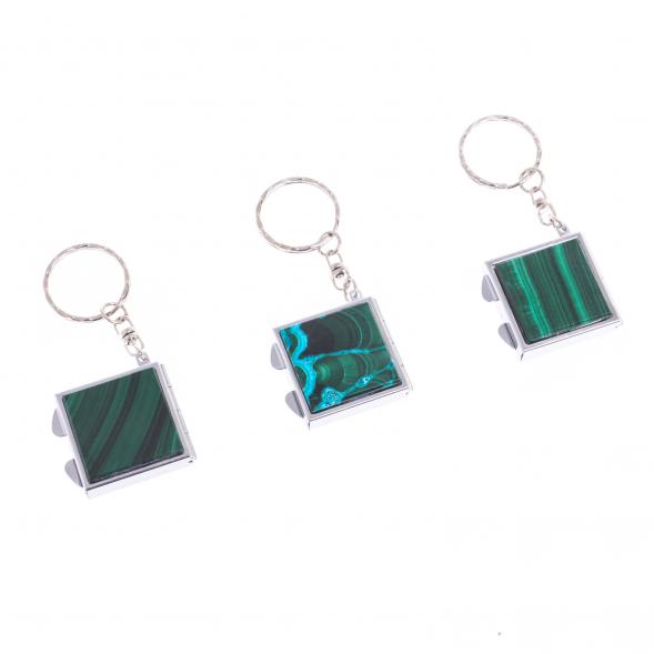 Складное зеркало брелок из малахита квадратное 126674