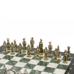 Шахматы &amp;quot;Отечественная война 1812 г.&amp;quot; доска 40х40 см мрамор шабровский змеевик