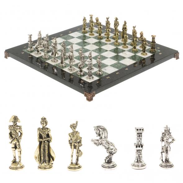 Шахматы &amp;quot;Отечественная война 1812 г.&amp;quot; доска 40х40 см мрамор шабровский змеевик 126824