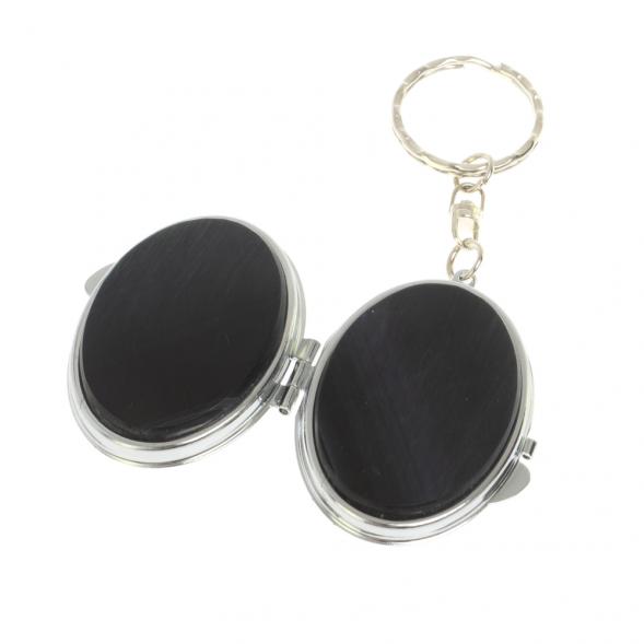 Складное зеркало брелок из соколиного глаза овальное 126979