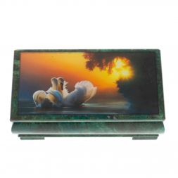 Шкатулка &amp;quot;Лебеди&amp;quot; из змеевика 16х8х7,5 см