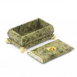 Шкатулка с ящерицей змеевик 13х8х5 см