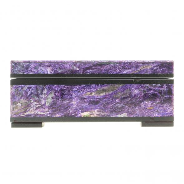 Каменная шкатулка из чароита 10х6х4 см 123995