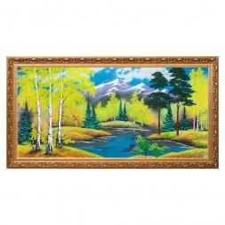 Картина &amp;quot;Осенний пейзаж&amp;quot; багет №7 47х87 см, каменная крошка