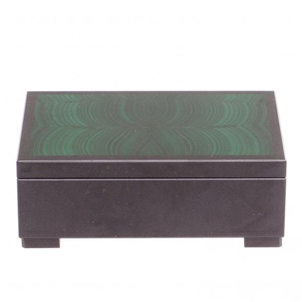 Шкатулка из малахита и долерита 12,5х8,5х4,5 см 125299