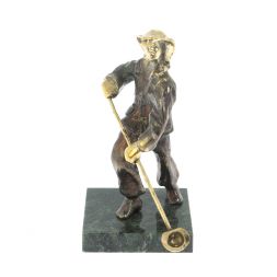 Статуэтка из бронзы &amp;quot;Сталевар&amp;quot; камень змеевик