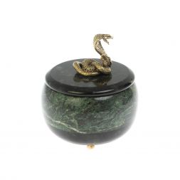 Шкатулка круглая "Кобра" из змеевика