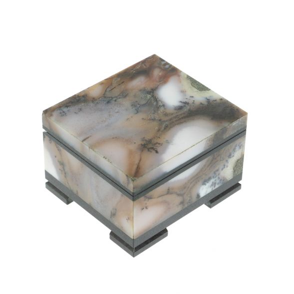 Каменная шкатулка из мохового агата 6,3х5,5х4 см 128474