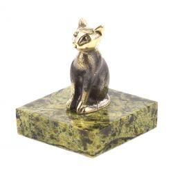 Бронзовая статуэтка &amp;quot;Кошка сидит&amp;quot; основание из камня