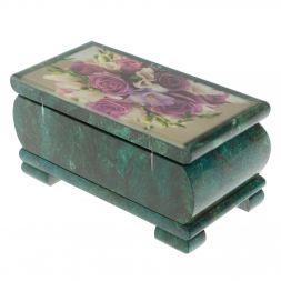 Шкатулка "Букет роз" из змеевика 16х8х7,5 см