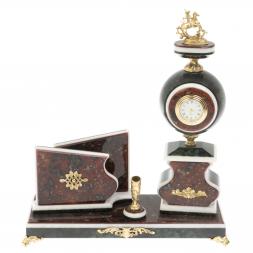 Письменный набор с визитницей "Георгий Победоносец" и змеевика и мрамора