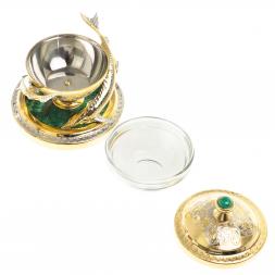 Икорница &amp;quot;Две стерлядки&amp;quot; малахит Златоуст