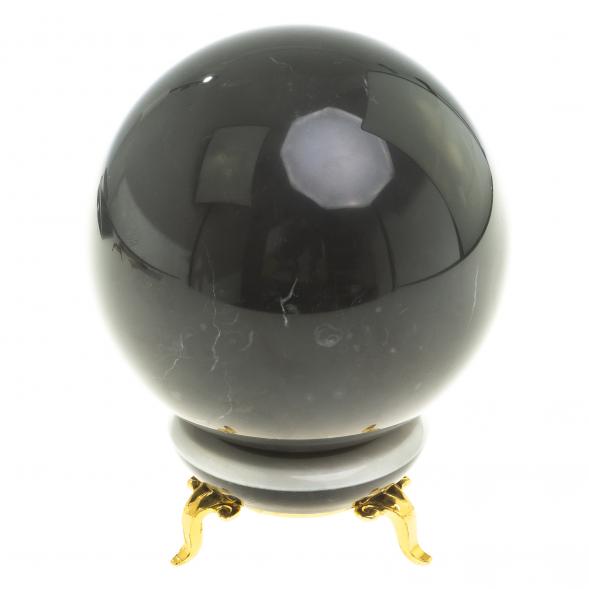 Шар из черного мрамора 9 см на подставке 124092