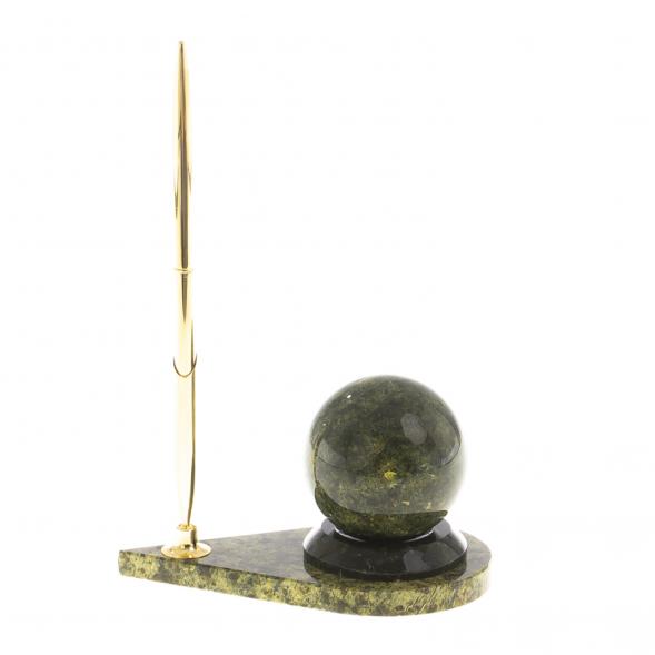 Подставка под ручку с шаром &amp;quot;Антистресс&amp;quot; камень змеевик 124332