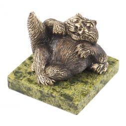 Статуэтка из бронзы и змеевика &amp;quot;Кот лежит&amp;quot;