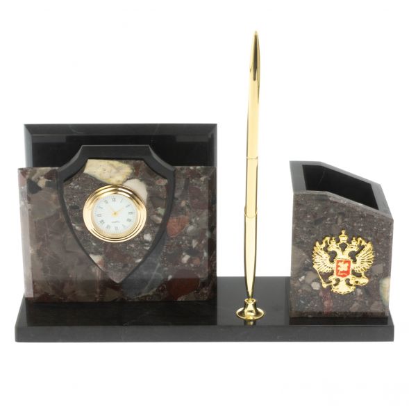 Настольная визитница &amp;quot;Щит&amp;quot; из конгломерата 128917