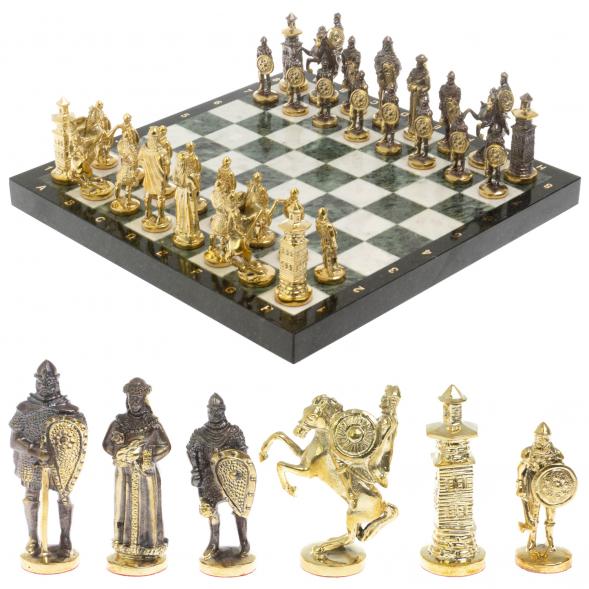 Шахматы &amp;quot;Богатыри&amp;quot; 40х40 см из мрамора и змеевика 129643