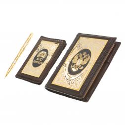 Подарочный набор "Автомобилист" обложка для автодокументов, ежедневник и ручка с гравюрой