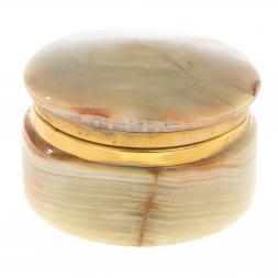 Шкатулка "Круглая" из оникса зелено-коричневая 7,6х5 см (3)