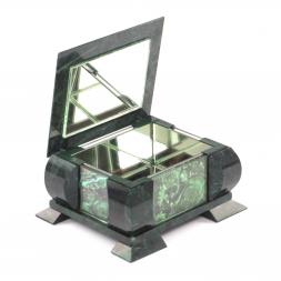 Шкатулка для украшений с фоторамкой камень змеевик 20,5х17,5х11 см