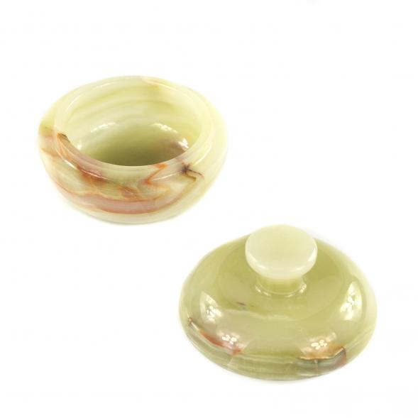 Шкатулка из натурального оникса &amp;quot;Яблоко&amp;quot; зелено-коричневая 7,7х7,7х6,2 см 121672